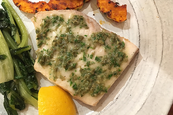 Swordfish with capers, parsley and anchovies