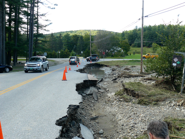 Damage to Tremblay Road from Tropical Storm Irene