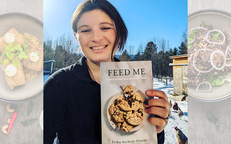 Erika Nichols-Frazer with her book Feed Me.