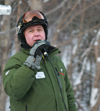 Sugarbush president Win Smith at the opening of the Kelly Brush Race Arena.