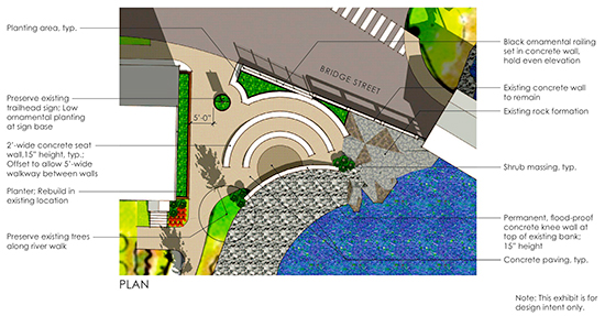 VDAT drawing of Bridge Street park in Waitsfield.