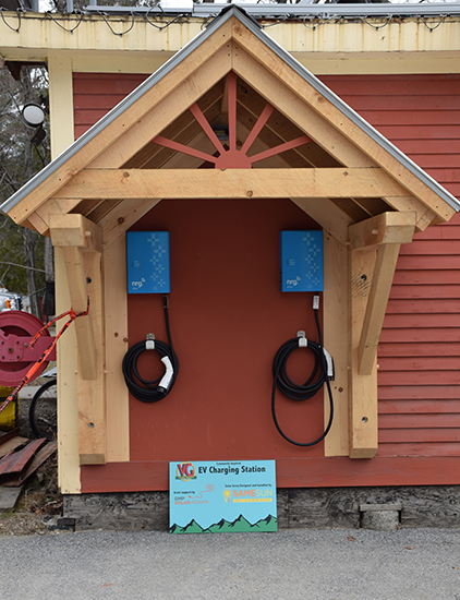 File photo of a solar charging station at The Village Grocery in Waitsfield. Photo: Jeff Knight