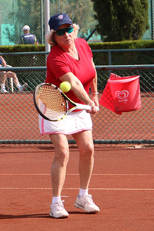 Lee Delfausse, 70, Waitsfield, placed fifth in the Althea Gibson Cup at the ITF Super-Seniors World Team Championships. Photo: Theresa Bowen