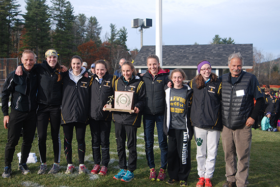 Harwood girls win seventh straight Vermont state cross country title. Photo: Laura Caffry