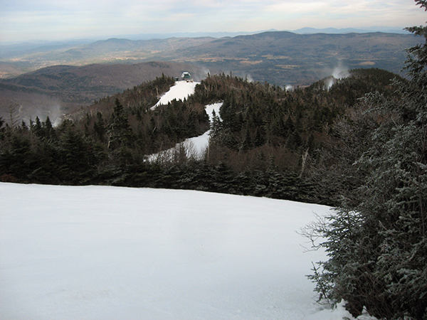 Natural snow adds to the snowmaking underway at Sugarbush. Photo: Scott Silverstein