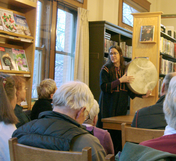 Deborah Harte Felmeth talks about Syria at Waitsfield's Joslin Library. Photo: Tracy Brannstrom
