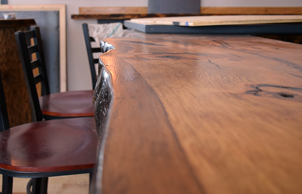 New live edge bar at The Blue Stone in Waitsfield, VT. Photo: Jeff Knight
