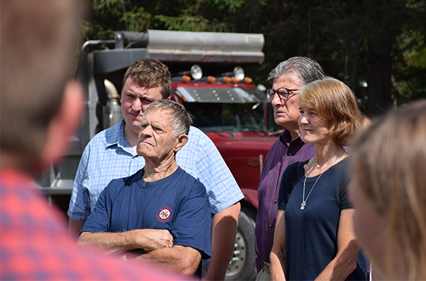 L-R: Waitsfield Selectboard, former member Logan Cooke,  Chair Paul Hartshorn, Sal Spinosa, Kari Dolan. Photo: Jeff Knight