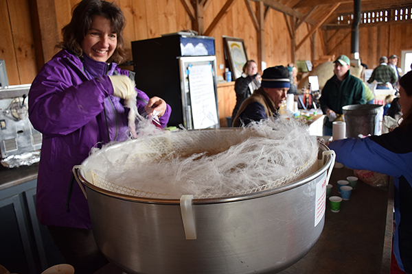 Maple cotton candy at the first annual maple fest at Hartshorn Farm Stand in Waitsfield. Photo: Jeff Knight