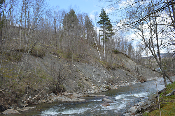 Erosion along the Mill Brook in Fayston. Photo: Lisa Loomis