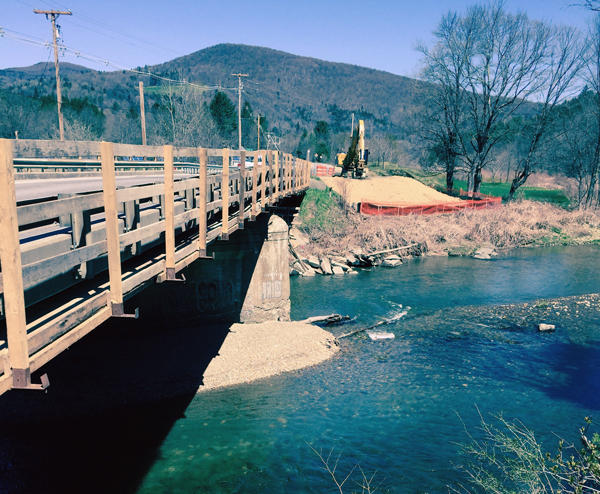 Construction will begin May 16 on the Lareau bridge on Route 100 in Waitsfield. Traffic will be one way until the bridge is closed in June. Photo: Lisa Loomis