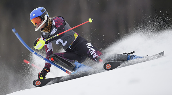 Ali Nullmeyer racing for Team Canada at the World Youth Olympic Games.