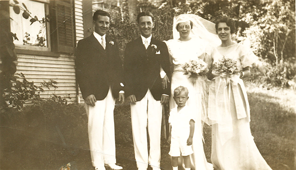 Allen Mehuron at 2 years old at his Aunt Ruth’s July wedding in 1934. He is pictured with groom Jimmy McGill and bride Ruth Mehuron.