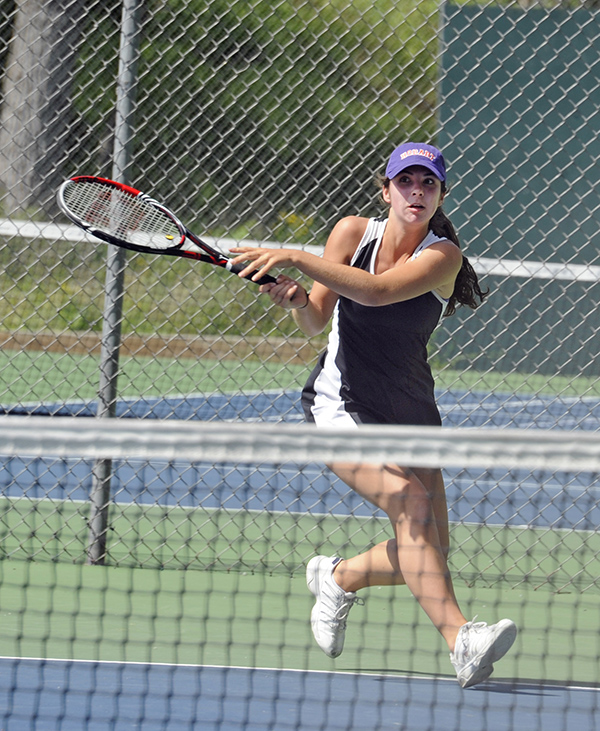 Warren's Sarah Brodeur won her match against her Burr & Burton opponent on May 31. Photo: Gordon MIller