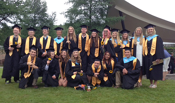 Most of Moretown Elementary School kindergarten class of 2003-2004 who graduated from Harwood Union High School on June 11. Top left to right: Aaron Elliott, Tyler Tierson, Cory Dalsimer, Nathan Palmerio, Isabella Harris, Ethan Beard, Lucie Banevicius, Josie Allison, Meridith Martin, Lily Martin, Aenea Mead, Anna Van Dine. Bottom left: Shane Fekert, Lucas Williams, Emma Helmken, Olivia Wimble, Christopher Riley, Sophy Furlong and Kyle Dash. Known missing are Sadie Bolger, Hayden Jones, Jacquelyn Moreno and our local favorite jazz vocalist, Nina Sklar.