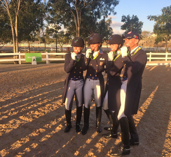 U.S. Dressage Team with Bronze Medals. Photo: Curt Maes U.S. Dressage Team with Bronze Medals. Photo: Curt Maes