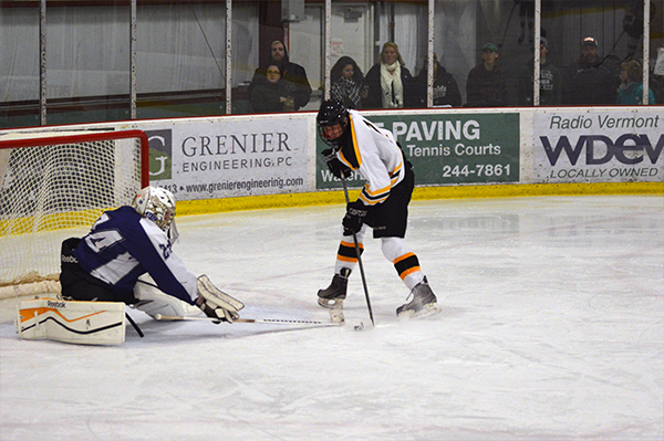 Despite a solid offensive showing Harwood Boys Hockey loses to U-32 by a score of 5-4. Photo: Chris Keating Despite a solid offensive showing Harwood Boys Hockey loses to U-32 by a score of 5-4. Photo: Chris Keating