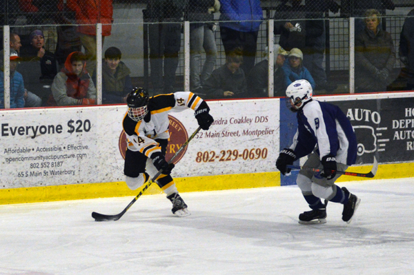 Despite a solid offensive showing Harwood Boys Hockey loses to U-32 by a score of 5-4. Photo: Chris Keating