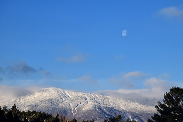 Moon over Mount Ellen in Fayston. Photo: Jeff Knight