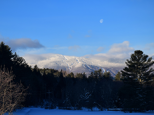 Moon over Sugarbush's Mt. Ellen. Photo: Jeff Knight