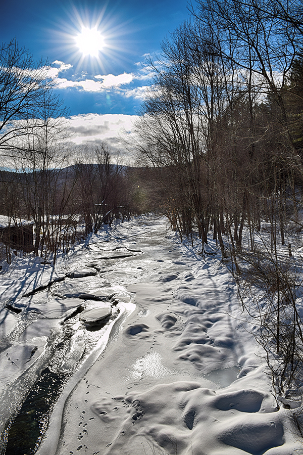 The Mill Brook in Waitsfield, VT on a sunny Sunday morning. Photo: Jeff Knight