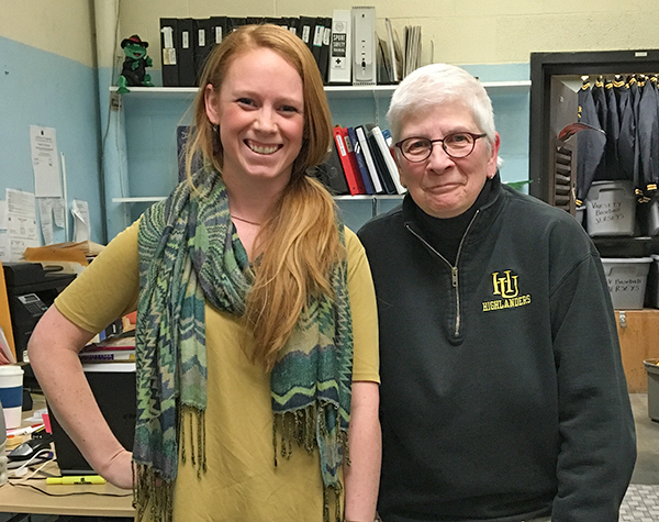 Harwood Athletic Director Sue Duprat, right, will retire at the end of the school year.