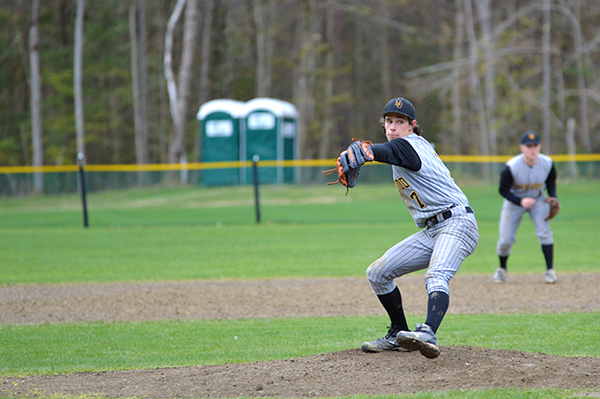Harwood starting pitcher Ryan Semprebon threw seven innings, allowing only four hits against Montpelier on May 9. Harwood won 8-3. Photo: Chris Keating
