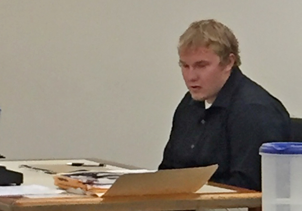 Jeremy Champney at his sentence hearing for his role in failing to call for help for 19-year-old Lily Stilwell, after she was paralyzed in a car accident in Moretown on October 14, 2016.