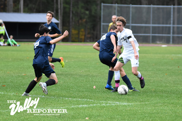 Harwood Union High School held off Stratton Mountain School to win the high school playdowns 3-2. Photo: Christopher Keating