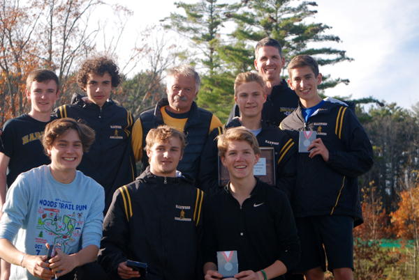 Varsity boys’ Division II second-place team. Back row: assistant coach Andrew Reid. Middle row: Brendan Magill, Daniel Bevacqui, coach John Kerrigan, Anthony Palmerio, Walker Caffry Randall. Front row: Jesse Bisbee, Seth Beard and Luke Groom. Photo: Laura Caffry