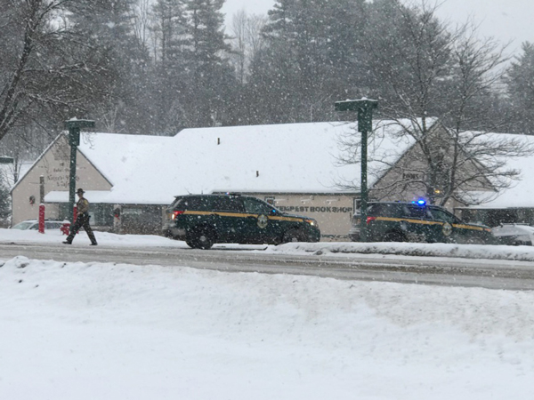 Vermont State Police search for clues to a bank robbery at the TD Bank in Waitsfield on December 18, 2017. Photo: Christopher Keating Vermont State Police search for clues to a bank robbery at the TD Bank in Waitsfield on December 18, 2017. Photo: Christopher Keating