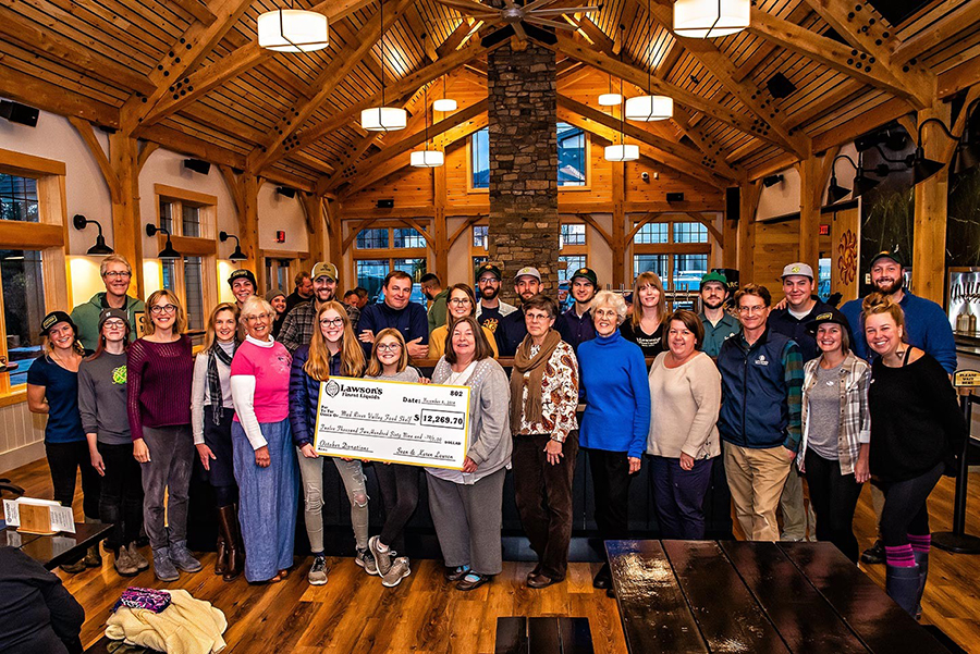 Lawson's Finest Liquids employees donate all gratuities. October gratuities were donated to the Mad River Valley Food Shelf. Photo courtesy Lawson's Finest Liquids