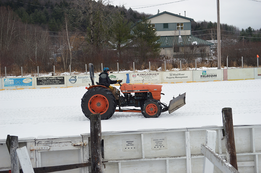 John Townsend getting ice ready at Skatium in Waitsfield, Vermont. Photo: Katie Martin