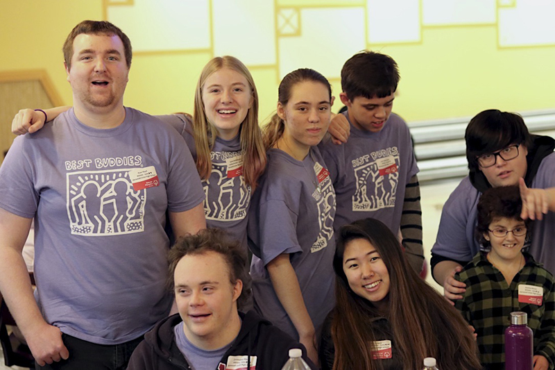 Athletes from Harwood Best Buddies represented Harwood at the Special Olympics Unified Sports® bowling competition on December 17, 2018. Clockwise from top left: River Ploof, Caelyn McDonough, Melanie Wollschlager, Josh Wollschlager, Max Chapin, Destiny Mason, Chloe Lavigne and Chris Riley. Photo credit: Chloe Lavigne