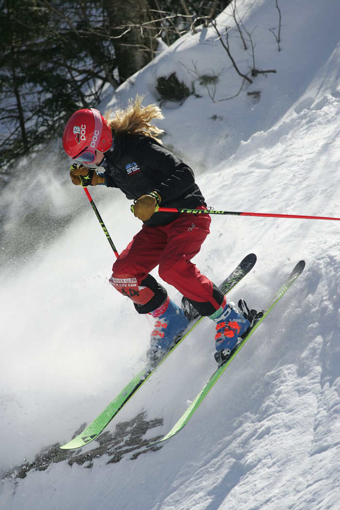 One of the many competitors in the March 10 memorial event at Mad
River Glen in honor of the late Ryan Hawks. Photo: TJ Greenwood