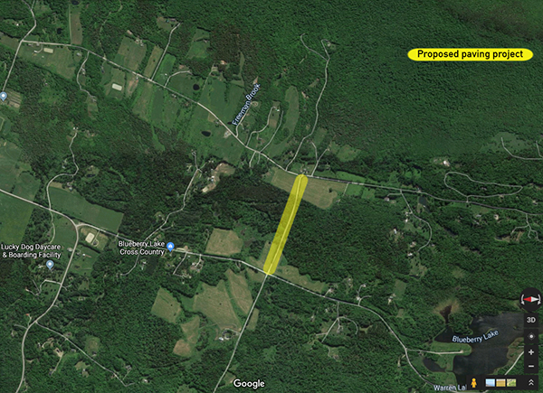 Proposed paving in Warren VT, courtesy of Google Earth