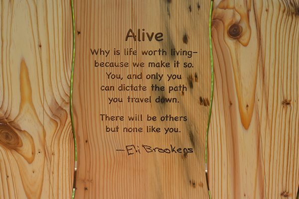 Eli Brookens memorial bench poem