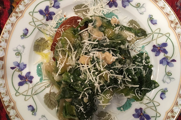 Escarole and bean bruschetta