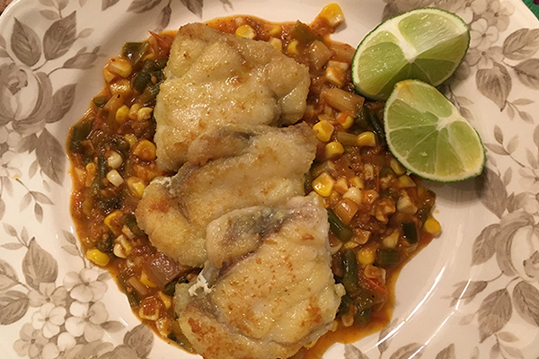 Pan-fried monkfish