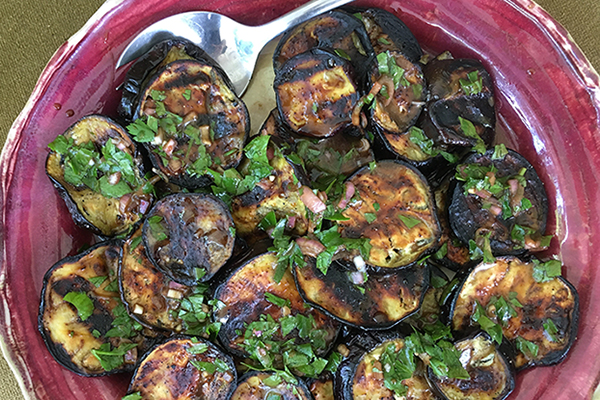 Eggplant with parsley vinaigrette