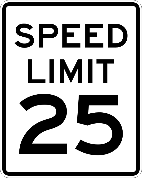 25mph sign