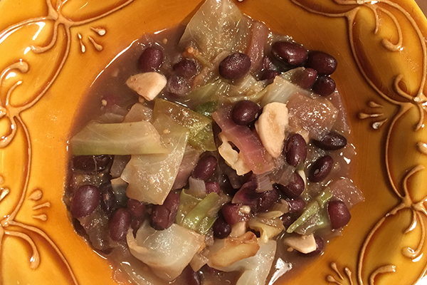 Brothy cabbage and beans