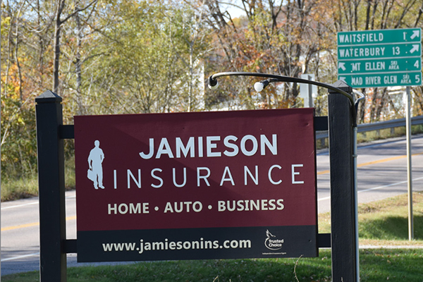 Sign in front of the Waitsfield office.