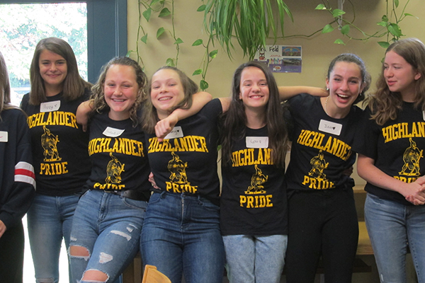 Photo courtesy of Jacki MdCarty. HUMS Spelling Team- 2019 HUUSD Champions: L-R:  Poppy Woods, Anabelle Reisner, Solveig George, Kerna Bond-Bardes, Julia Cox and Francesca Galati.