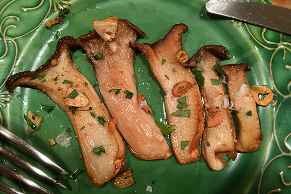 Pan-fried king oyster mushrooms