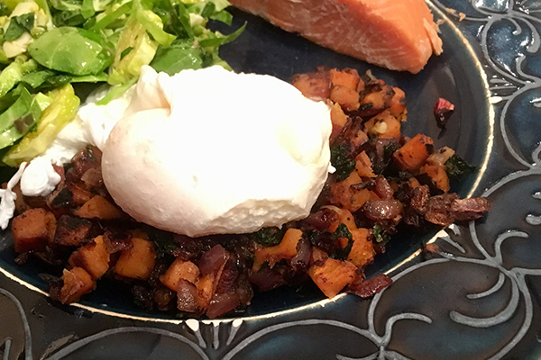 Sweet potato, onion and kale hash