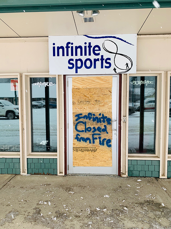 Infinite Sports closed due to fire