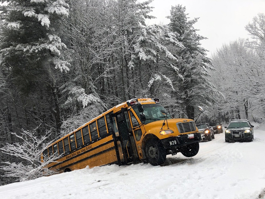 School bus accident on Moretown Common Rd. Photo: Laura Schaller