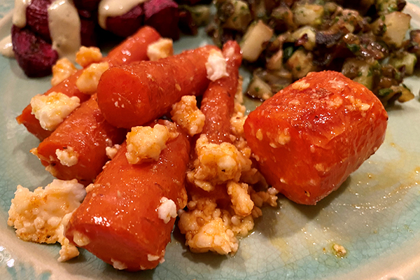 Honey roasted carrots and feta