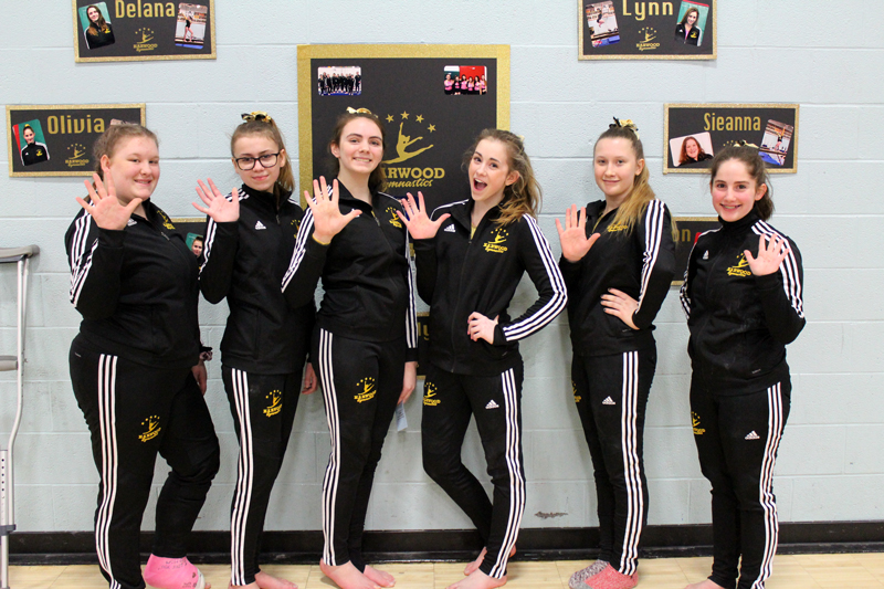 The Harwood gymnastics team took fifth place at the VT State High School Gymnastics Championships on February 15. From left to right: Sieanna Forkey, Hannah Ladieu, Delana Cheney, Lynn Russell, Alyson Bryant and Olivia Bloom.